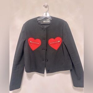 Moschino Black Blazer with Red Heart Details vintage private collection size 6